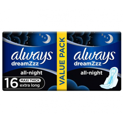 always night maxi thick 16 pads  value pack  longer for all nights protection